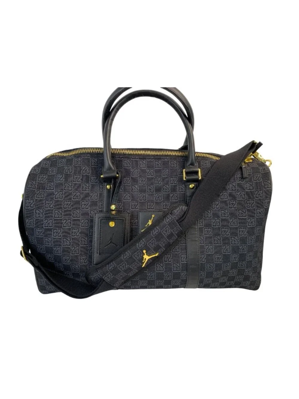 Air Jordan Monogram Duffle Bag Black Gold Logo 18